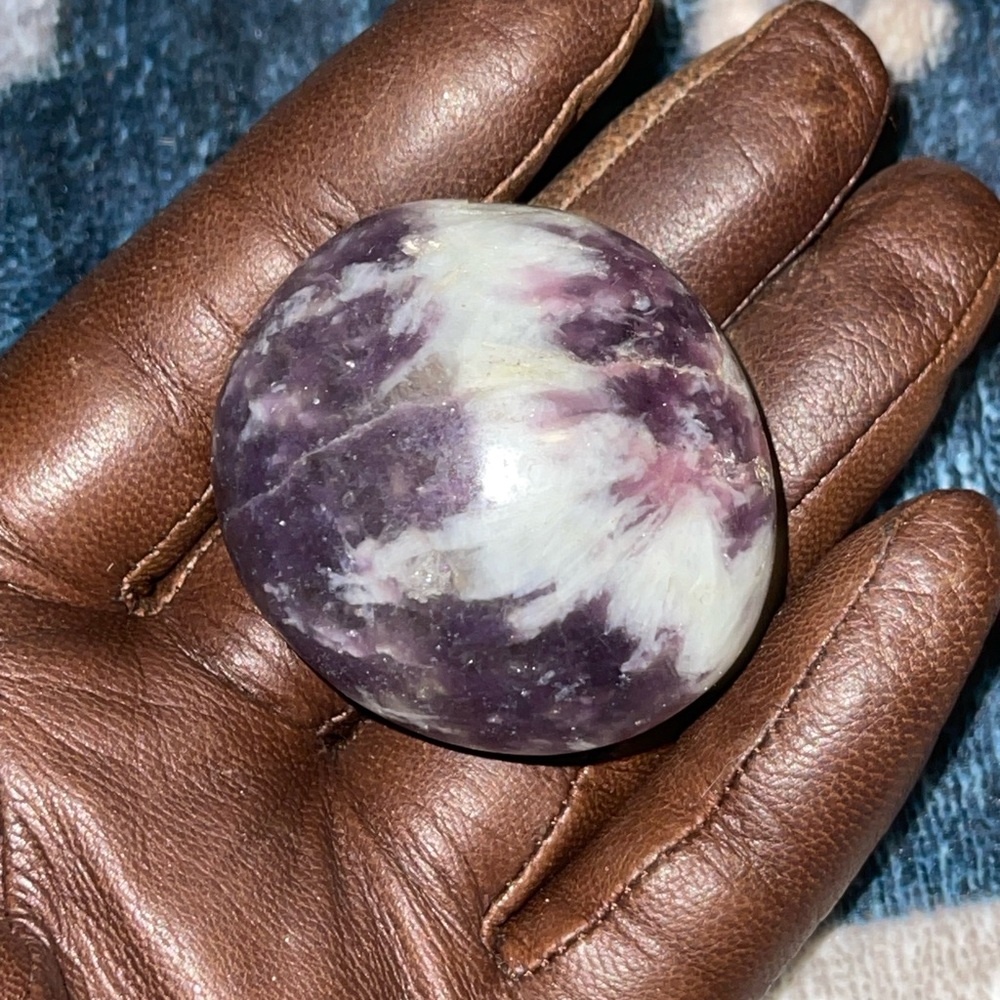 Lepidolite palm stone